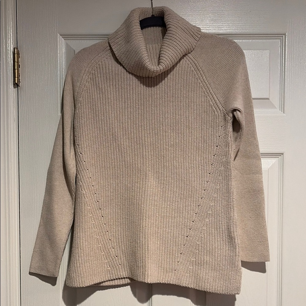 Lands End Tan Cowl-neck Sweater